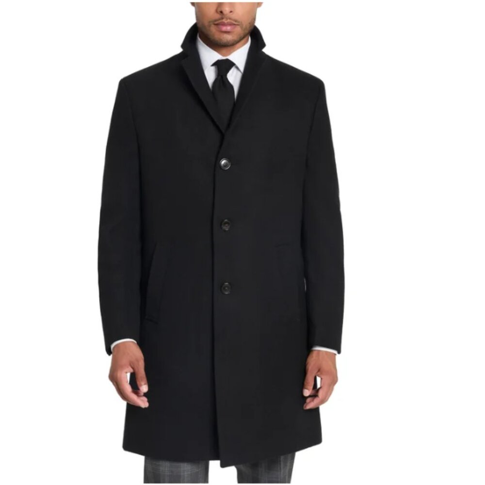 NWT Kenneth Cole Men's Black Overcoat size 46L